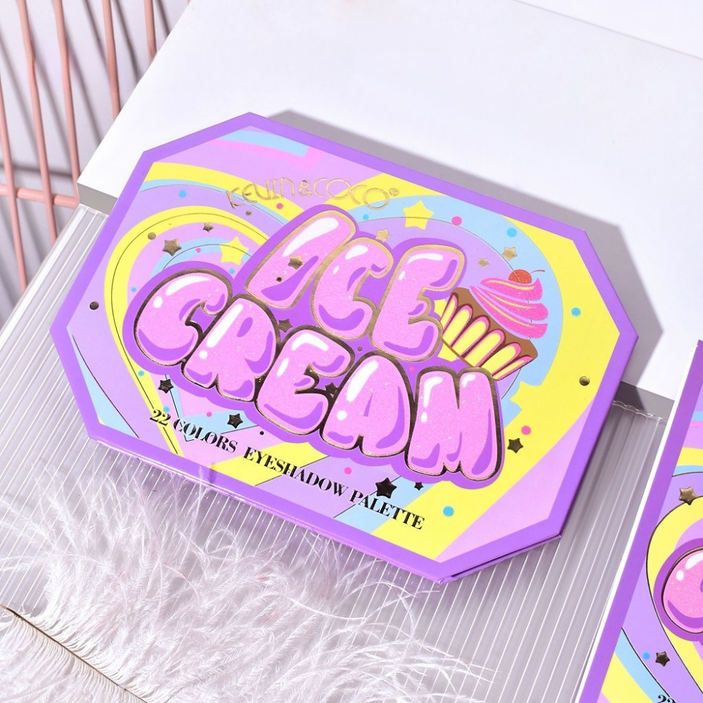 Paleta de Machiaj, KEVIN &amp; COCO, Violet Ice Cream, Fard de Pleoape, 22 culori, 19 x 13.7 x 1.3 cm [3]