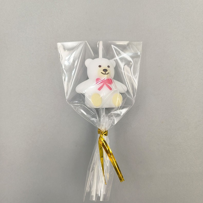 Lumanare de Tort, Model Ursulet, Party, 8 x 3.2 cm, Alb [3]