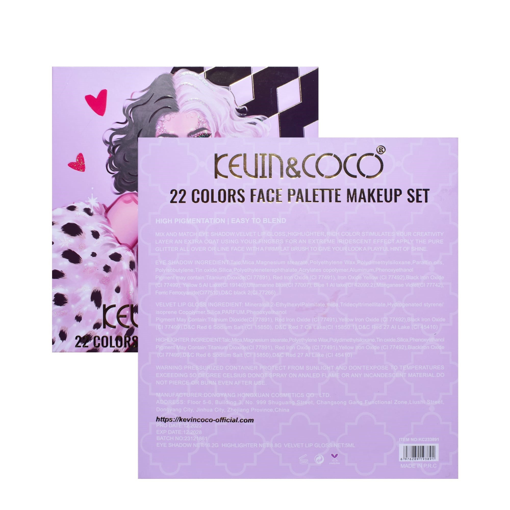 Set 4 Produse de Machiaj, KEVIN &amp;amp; COCO, Black-White Witch, 22 culori, 19.7 x 21.2 x 2.5 cm [6]