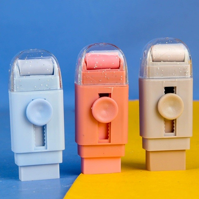 Radiera, cu 2 Rezerve, Reglare Pull-Push, din Cauciuc, Crem [5]