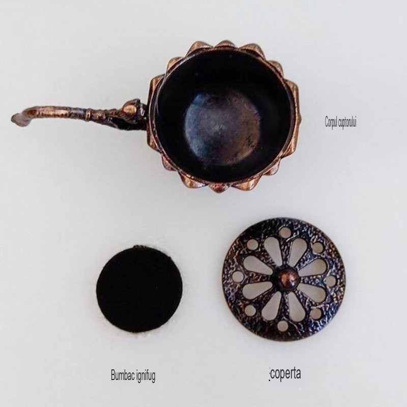 Suport de Tamaiat, din Aliaj de Zinc, Model Lotus, Ignifug, 9.7 x 4.8 x 4.7 cm, Cupru [2]