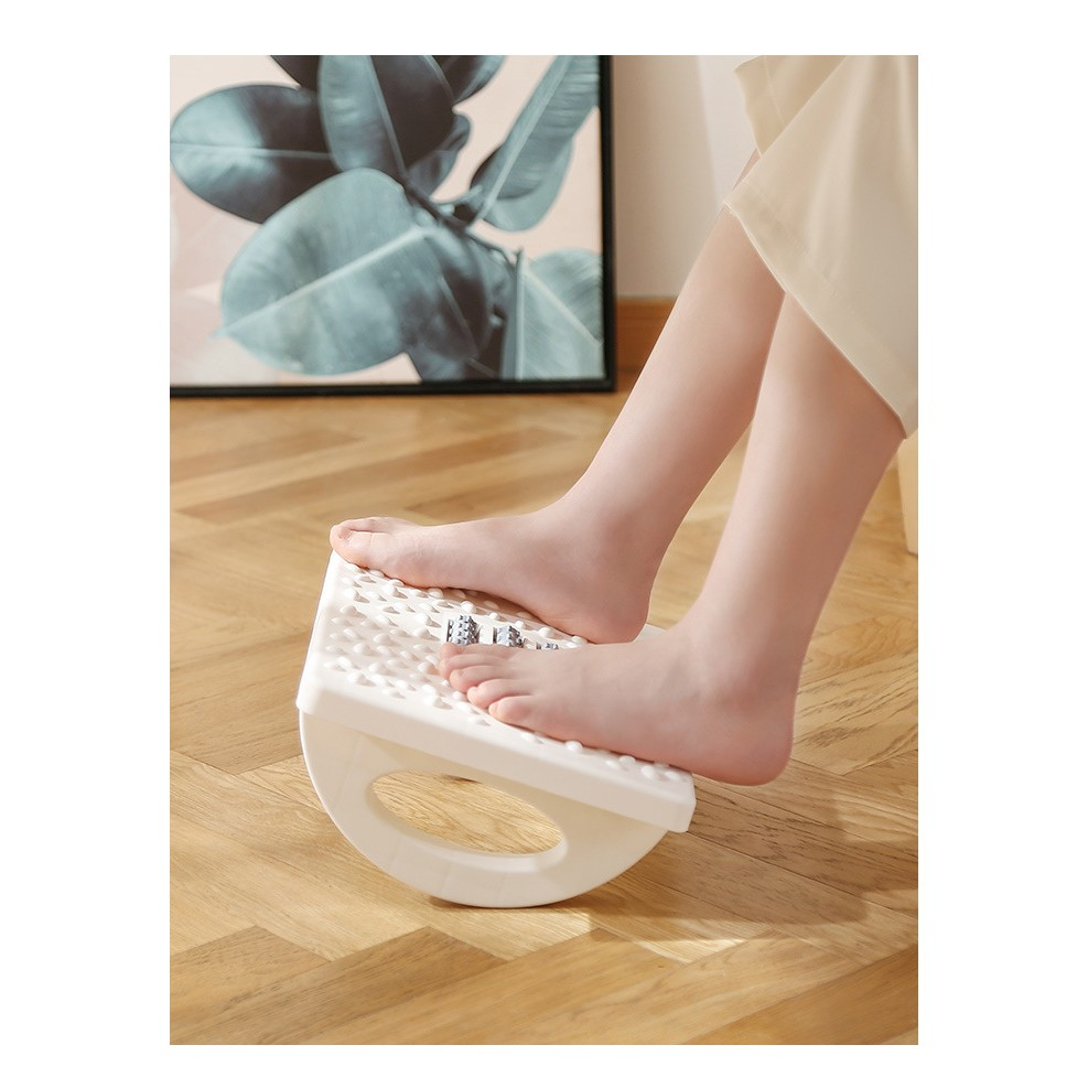 Suport Ergonimic pentru Picioare, Plastic, cu Role de Masaj pentru Talpi, pentru Birou, Usor de Transportat, Detasabil, 33.5x24x12 cm, Alb [9]