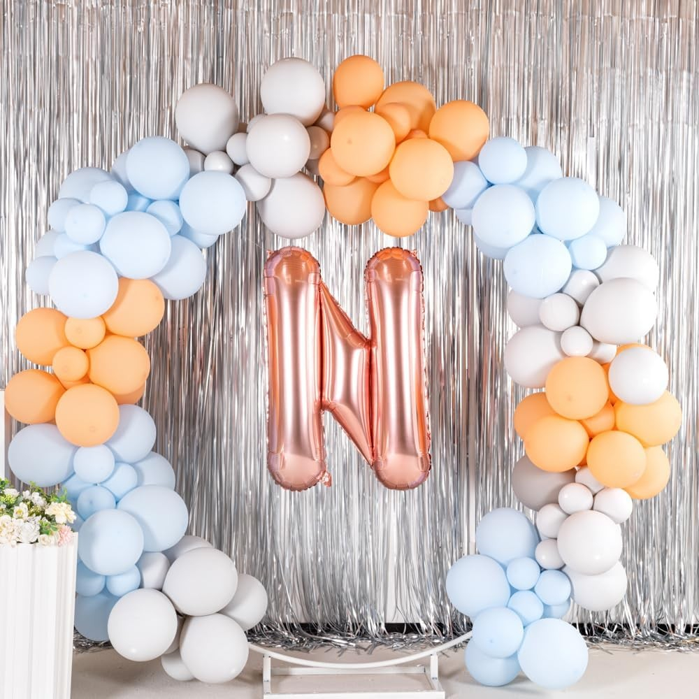 Balon Folie Metalizata Litera N, 100 cm, Umflati cu Heliu sau Aer, Ambalaj Individual, Pai inclus, Rose Gold [6]