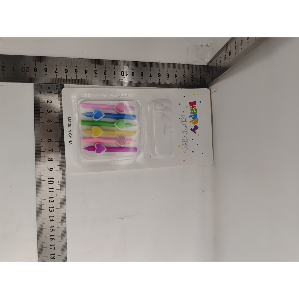 Set 6 Lumanari de Tort, Model Creion cu Inimioare, 5.9 x 1.1 cm, din Ceara, Multicolor [5]