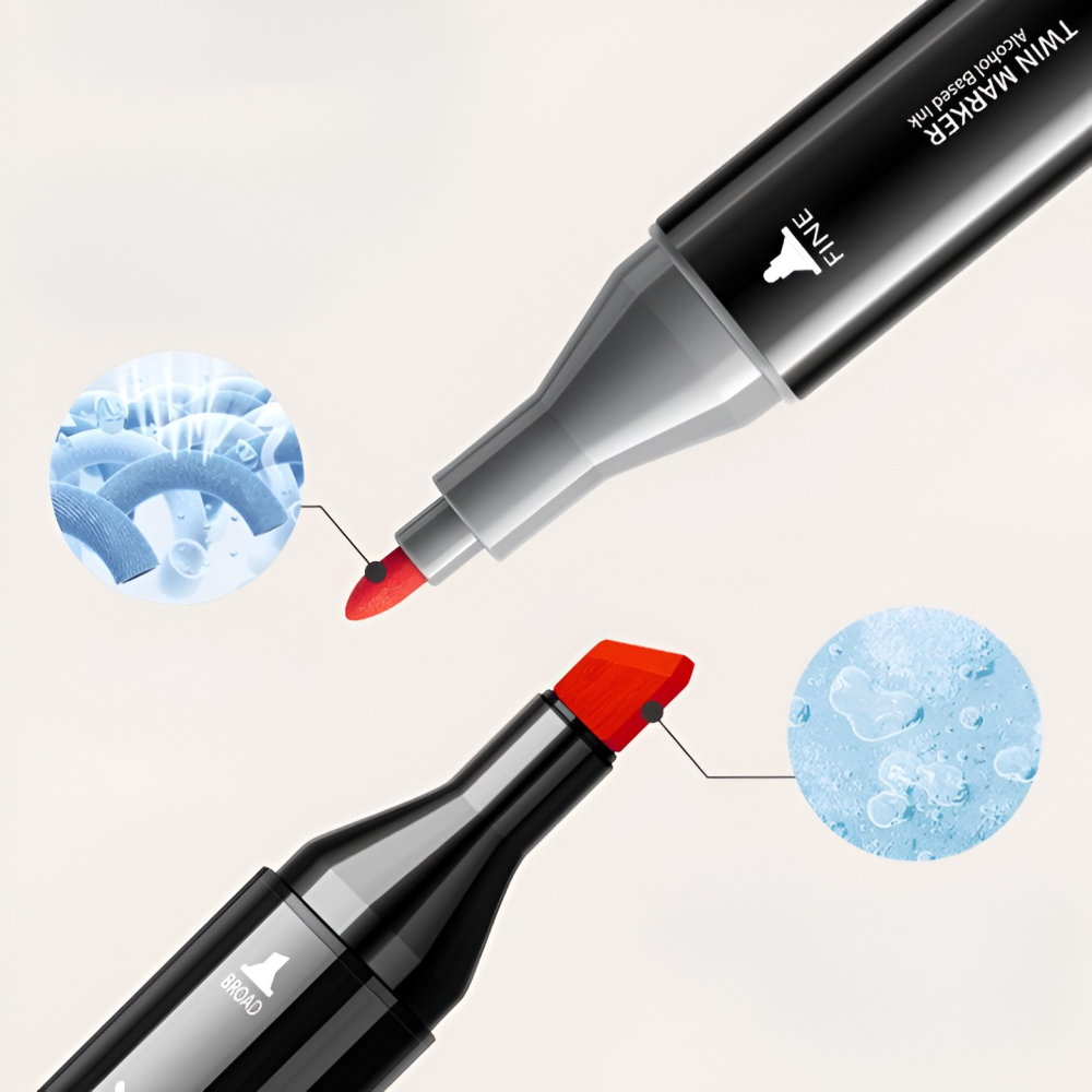 Set Cutie 60 Markere, cu Alcool, Artist Markers, Cutie Plastic cu Maner, Multicolor [3]