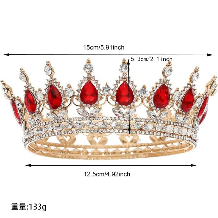 Diadema, din Aliaj, cu Cristale, Accesoriu Par, Aniversare, Nunta, Petrecere, 15 x 5.3 x 12.5 cm, Rosu/Alb [2]