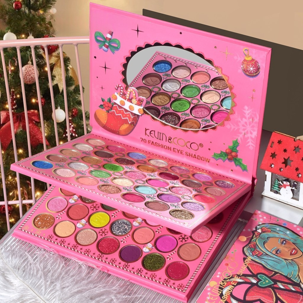 Trusa de Machiaj, KEVIN &amp; COCO, Snowy Christmas, 70 culori, 22.5 x 17 x 2 cm, Multicolor [3]