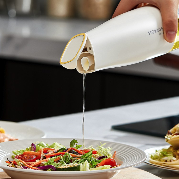 Sticla de Ulei Automata, Sticla pentru Lichide de Bucatarie, 23.7 x 7.25 cm, Volum 550 ml, Alba [3]