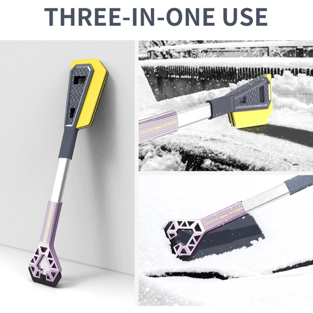 Racleta Auto pentru Zapada cu Doua Capete, Universala, Deszapezire Masina, cu Maner, Ergonomica, Detasabila, pentru Geamuri si Caroserie, Usor de Utilizat, 61x12.5 cm, Mov [8]