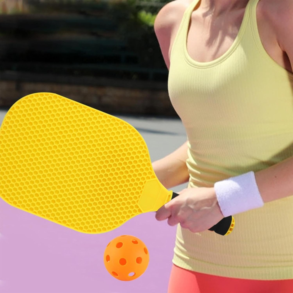 Set Joc de Ping-Pong, 2 Palete, 1 Minge, + 6 Ani, 37.5 x 18 x 3 cm, Galben/Verde [3]