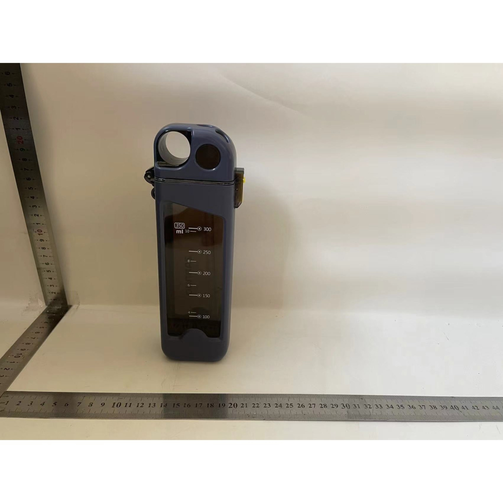 Sticla de Apa pentru Sport, 350 ml, cu Pai si Capac, 23x7x4.4 cm, Buton de Blocare, din PC, Albastru [2]