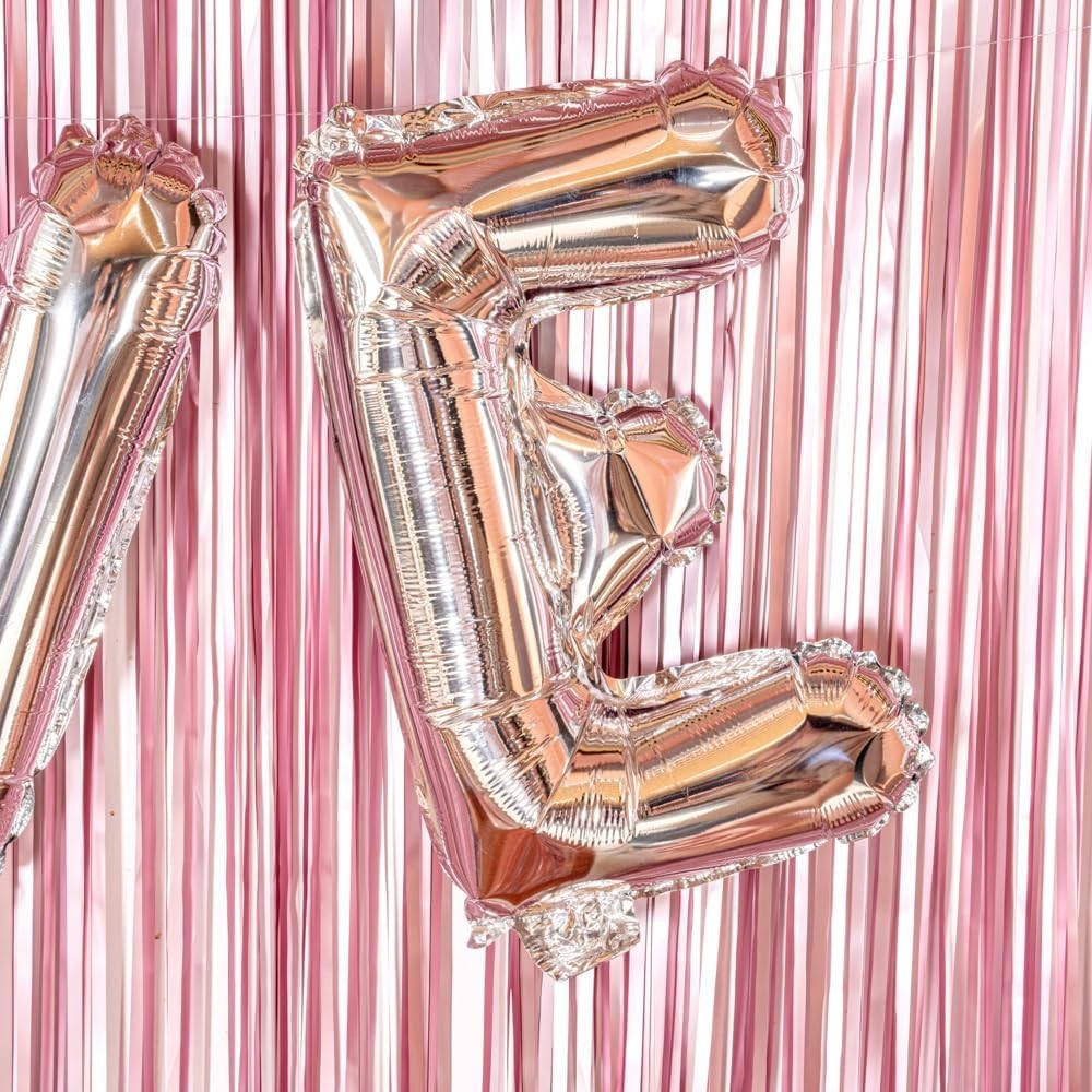 Balon Folie Metalizata Litera E, 80 cm, Umflati cu Heliu sau Aer, Ambalaj Individual, Pai inclus, Argintiu [3]