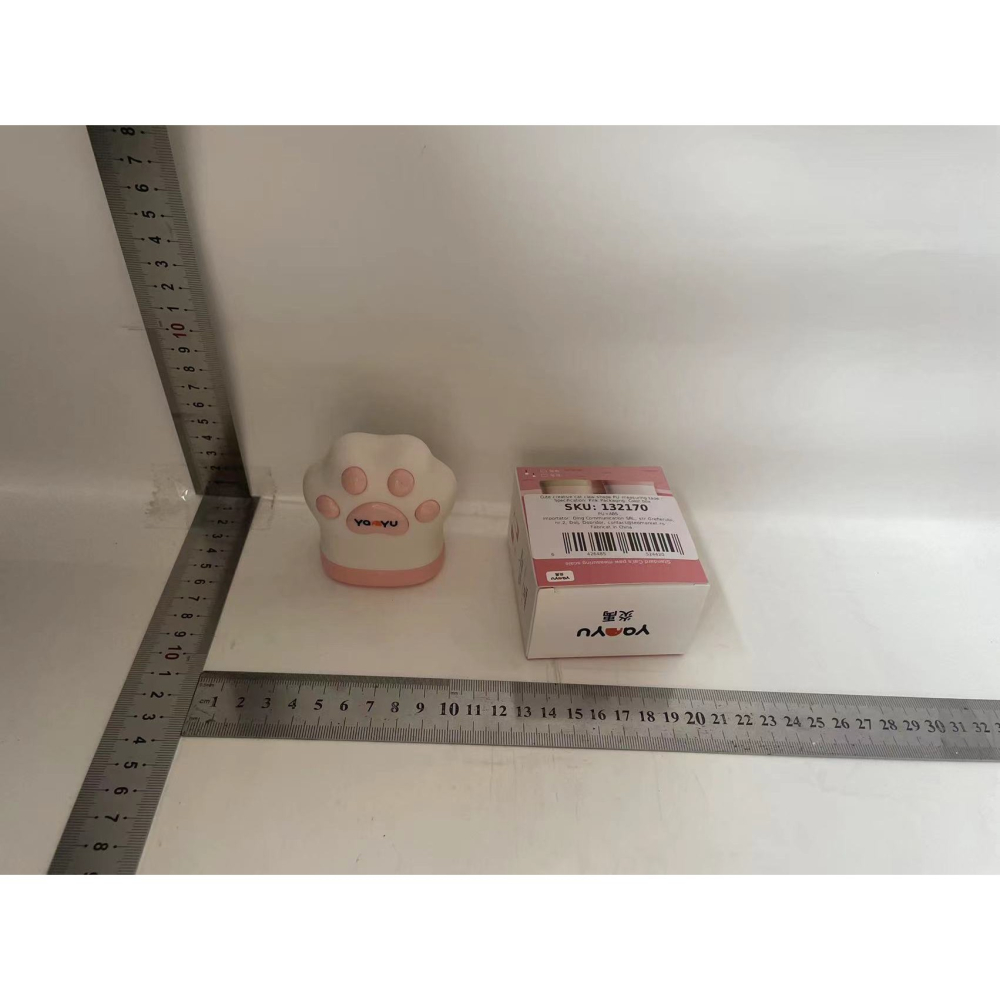 Ruleta Portabila, Ruleta mini pentru Copii, Model Labuta de Pisica, cu Prindere, pentru Masurat Diametrul, 5.5 x 6.5 cm, Banda 1.5m, Roz [3]