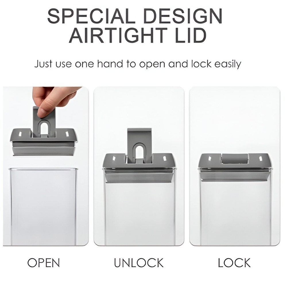 Set Cutii de Depozitare a Alimentelor, 7 Recipiente, 10 Etichete Reutilizabile, 4 Linguri, pentru Bucatarie, Spatula, Etansare, Fara BPA, Transparente, Capac Negru [4]