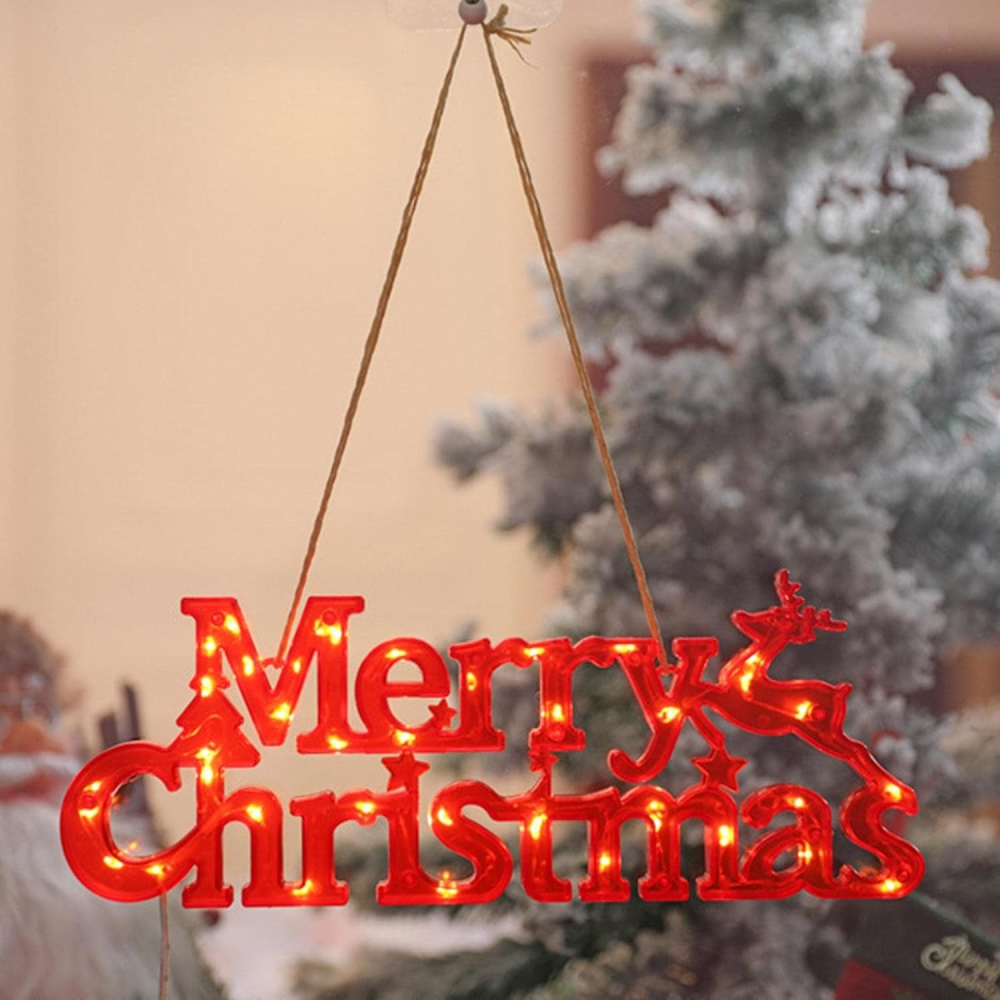 Instalatie LED de Craciun, Litere 3D, Merry Christmas, Lumina Calda, 27.5 x 10.5 x 1.4 cm, Rosu [4]