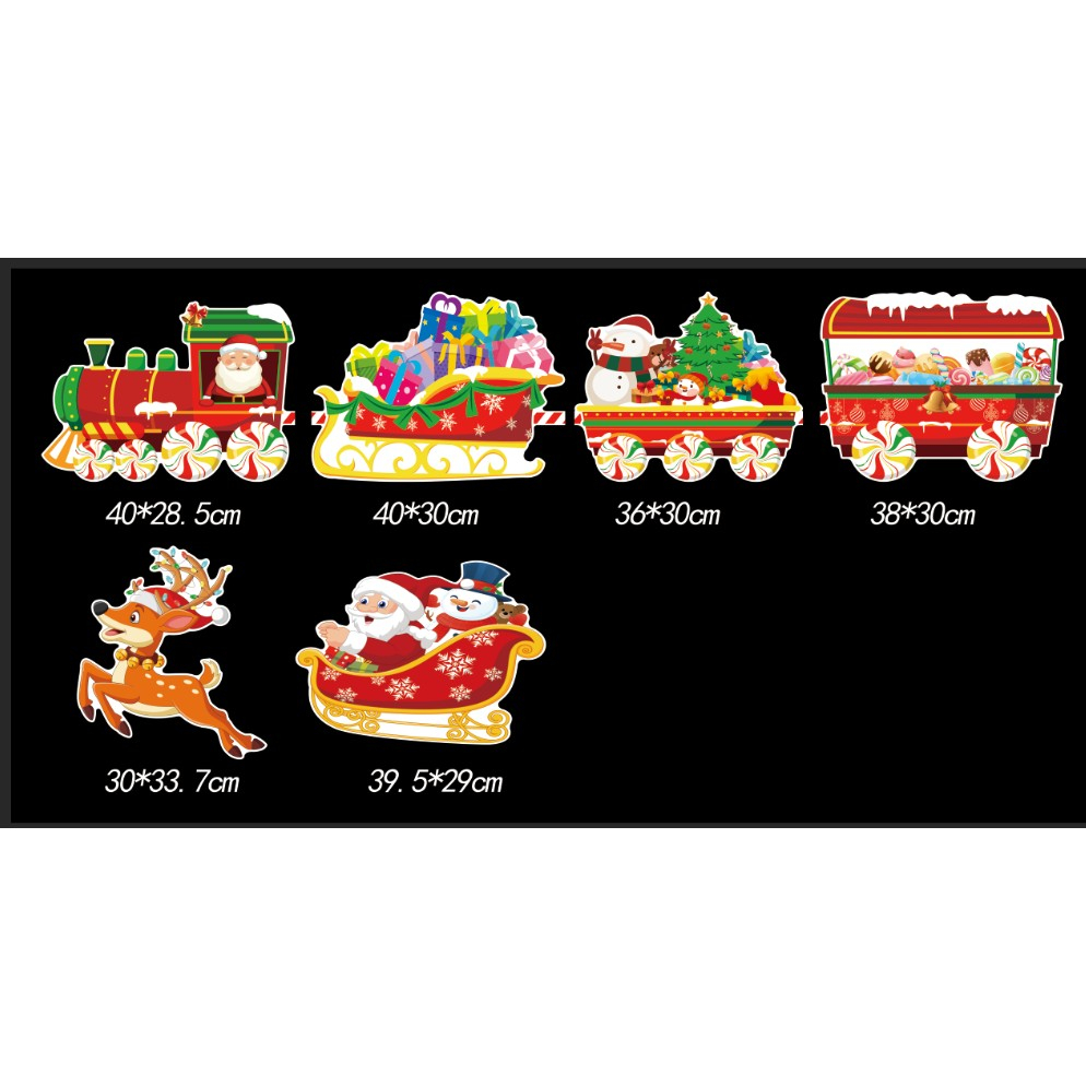 Decoratiune de Craciun, pentru Gradina, Tip Trenulet, 6 Figurine + Bete de Infipt in Pamant, din Plastic, Impermeabil, Model Mos Craciun in Tren si in Sanie, Multicolor [2]