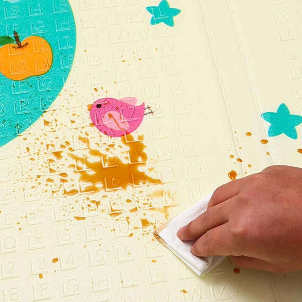 Covoras pentru Copii, cu 2 Fete, Model Casute in Copaci/Iepurasi, din XPE+PE, Impermeabil, Antiderapant, Protectie Termica, +3 Luni, Pliabil, 150 x 200 x 1.5 cm, Multicolor [5]