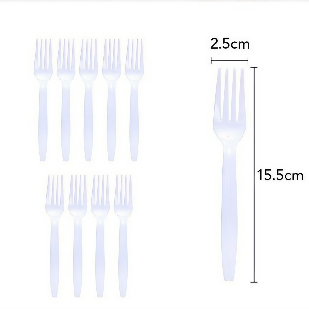 Set 10 Furculite de Unica Folosinta, Plastic, 15.5x2.5 cm, Alb [4]