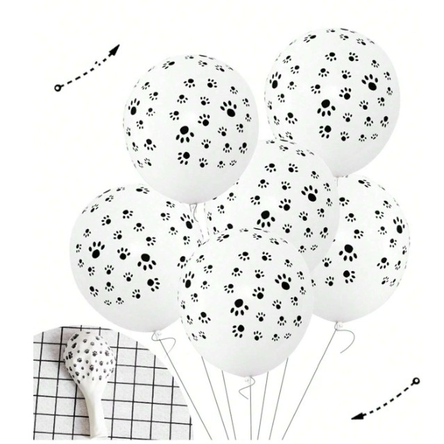 Set 10 Baloane din Latex, Model Party Animal Print, 3x Portocaliu, 3x Galben, 4x Alb, 23 cm, 1.4g [6]