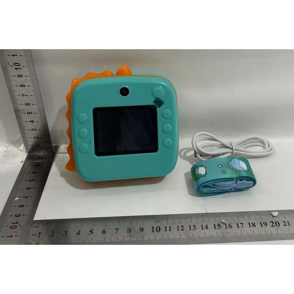 Camera Instantanee pentru Copii, Camera Frontala + Selfie, cu Functie de Printare, Cablu USB-C, Bluetooth, Compatibil iOS/Android, Model Dinozaur, Snur Inclus, Verde [4]