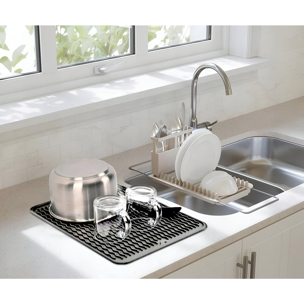 Covoras din Silicon pentru Scurgere Vase, Uz Casnic, Rezistent la Temperaturi Ridicate, Izolator, 43x32.5 cm, Negru [4]