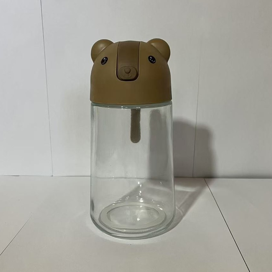 Recipient de ulei, Model Ursulet, Sticla pentru Lichide de Bucatarie, Inchidere Deschidere Automata, 18.5 x 13 cm, Volum 630 ml, Maro [2]