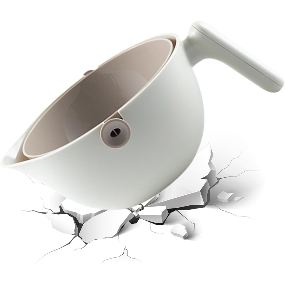 Bol cu Doua Straturi, pentru Fructe, Legume, cu Cos de Scurgere a Apei, 2L, din ABS+PP, 29.9 x 22.5 x 11.8 cm, Alb - Gri [3]