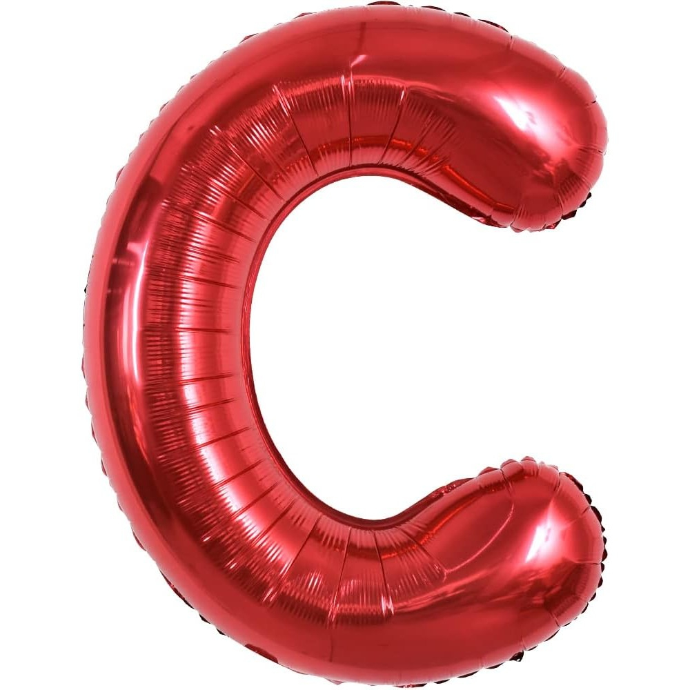 Balon Folie Metalizata Litera C, 40 cm, Umflati cu Heliu sau Aer, Ambalaj Individual, Pai inclus, Rosu [5]