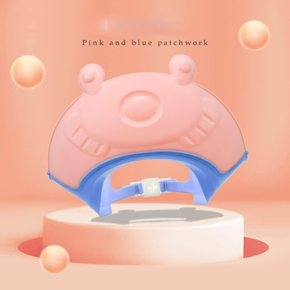 Viziera de Protectie Baie Pentru Copii, Fippy, Model Broasca, Dimensiune ajustabila, Durabil, Usor de curatat, Impotriva Samponului, pentru Ochi si Urechi, TPE+PP, 24x23 cm, Roz [2]