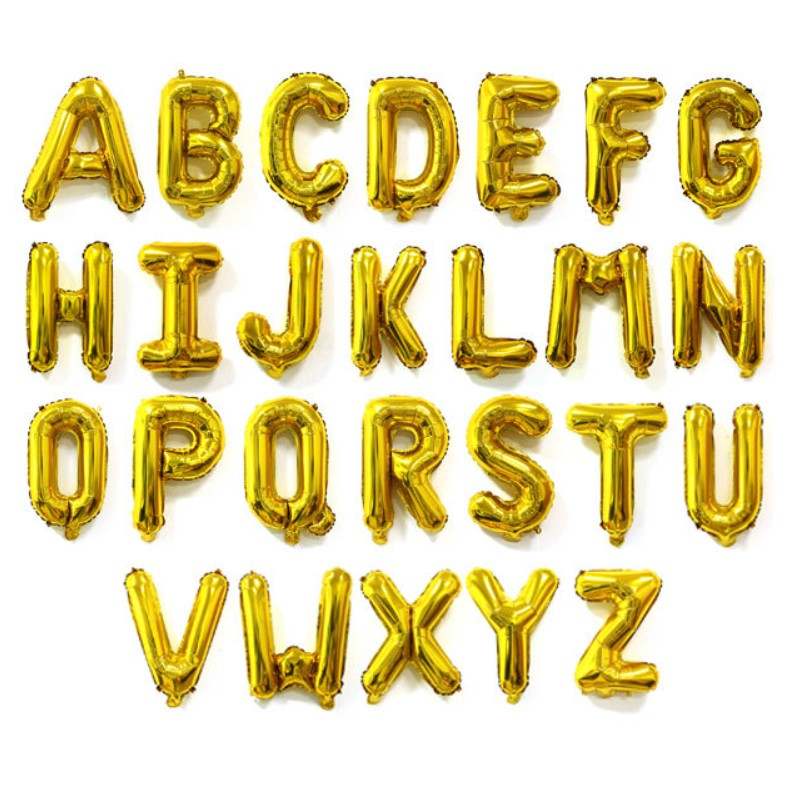 Balon Folie Metalizata Litera L, 40 cm, Umflati cu Heliu sau Aer, Ambalaj Individual, Pai inclus, Auriu [7]