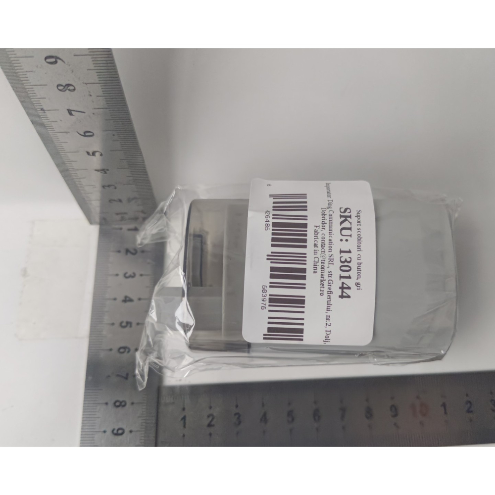 Suport Scobitori, Automat, cu Buton si Capac, din PP, 9.5x6 cm, Gri [6]