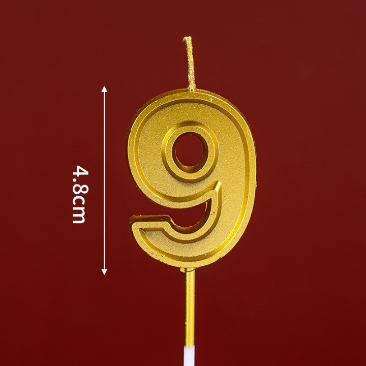 Lumanare pentru Tort Cifra 9, 4.8 cm, Aniversare, Aurie [2]