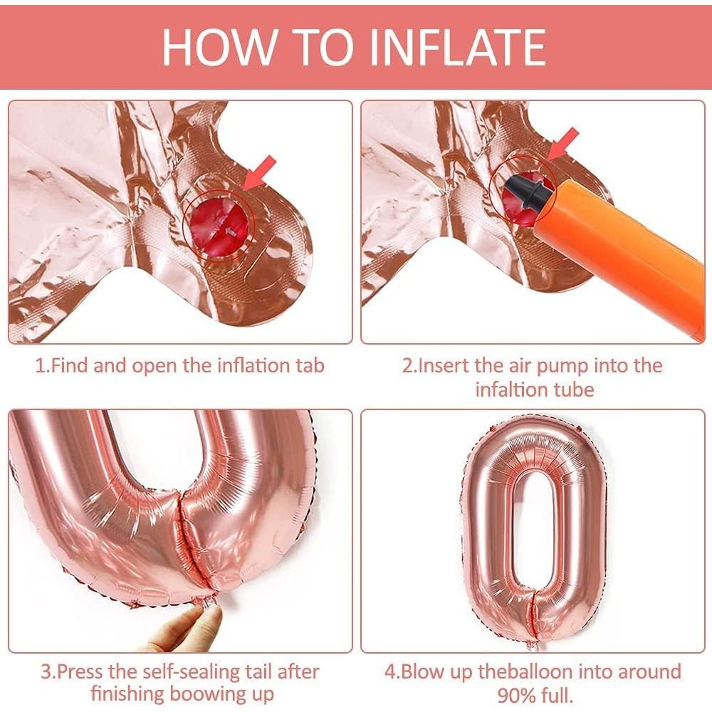 Balon din Folie Metalizata Figurina Cifra, Tema Aniversare 40 cm, Ambalaj Individual, Pai inclus, Umflare cu Aer sau Heliu, Roz Gold, Cifra 6 [5]