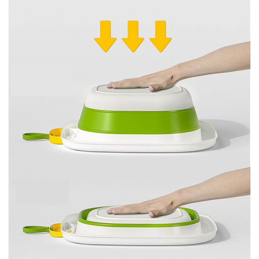 Lavoar Pliabil, pentru Copii 1-8 Ani, Model Animat, din PP+TPE, 32x29x10 cm, Verde [4]