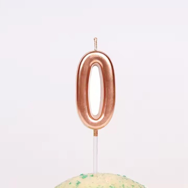 Lumanare de Tort, Model Cifra 0, Party, 4.5 x 2.5 cm, din Parafina, Rose Gold [5]