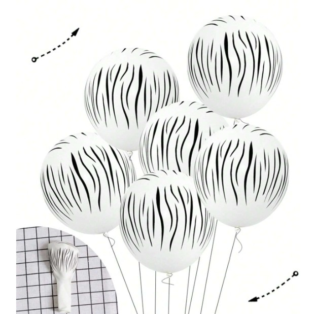 Set 10 Baloane din Latex, Model Party Animal Print, 3x Portocaliu, 3x Galben, 4x Alb, 23 cm, 1.4g [3]