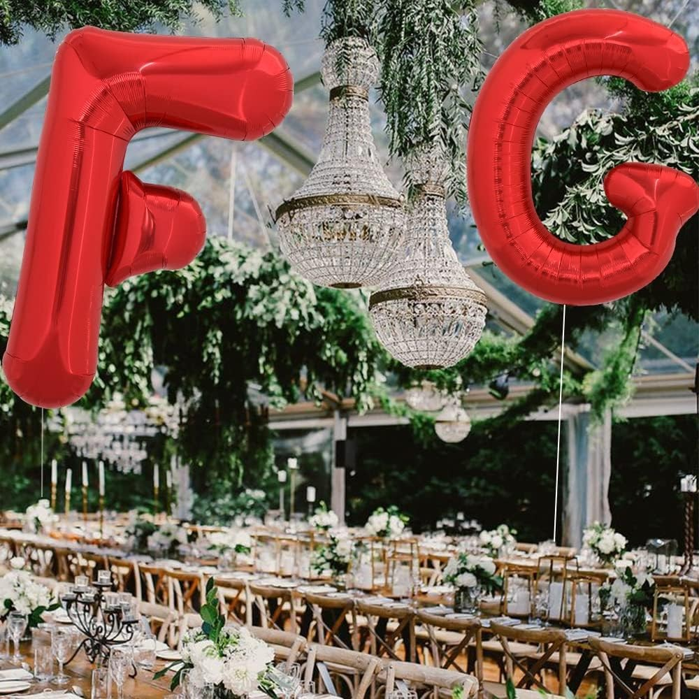 Balon Folie Metalizata Litera F, 40 cm, Umflati cu Heliu sau Aer, Ambalaj Individual, Pai inclus, Rosu [4]