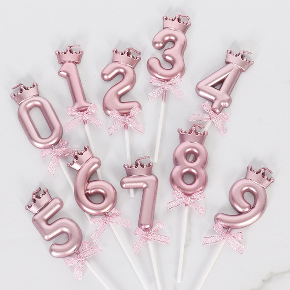 Lumanare Cifra 5, Model Coroana cu Fundita, Pentru Tort, 6 x 2.5 cm Mov [4]