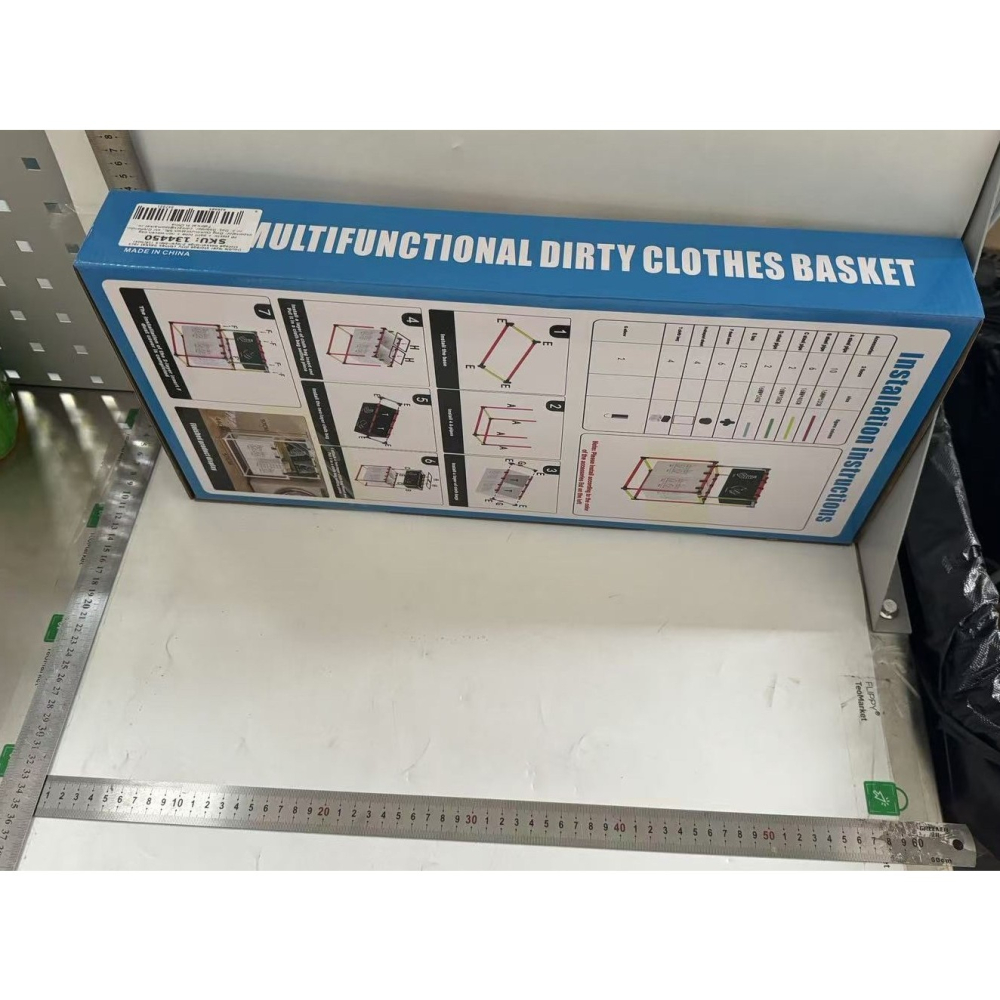 Cos de Rufe, cu 2 Etaje, 4 Cosuri, Cadru de Otel Inoxidabil, 97x44x57 cm, Negru [7]