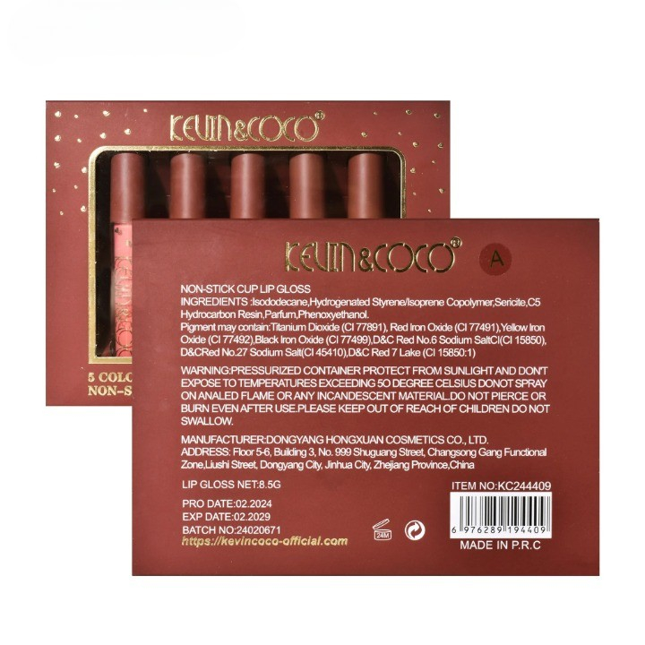 Set Rujuri de Buze, KEVIN &amp;amp; COCO, Be Mine 5 Culori, 14.4 x 10.9 x 2.5 cm, Roz/Rosu, Varianta A [6]