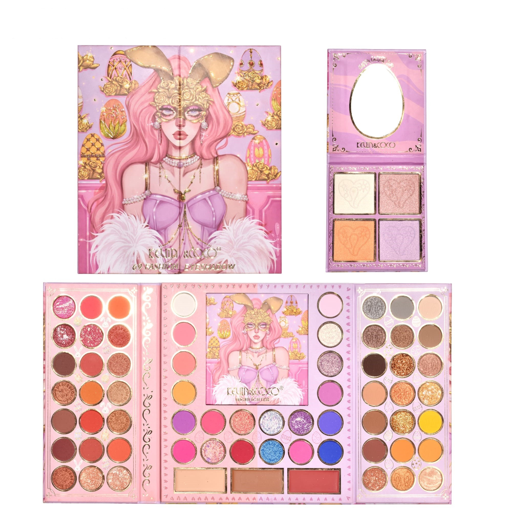 Trusa de Machiaj, KEVIN &amp; COCO, Easter Style Pink, 69 culori, 20 x 22.5 cm [6]