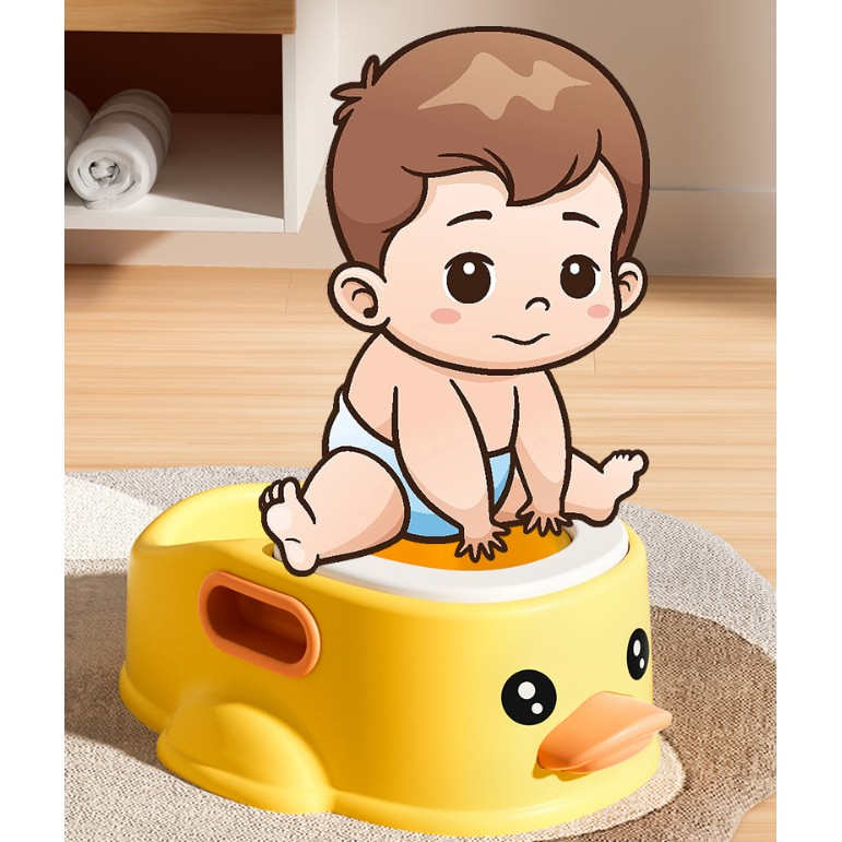 Olita pentru Copii, +1an, Portabila, Design Ratusca, Model Prietenos, Non-Toxic, Compartiment Detasabil, cu Maner, Usor de Curatat, Galben [4]