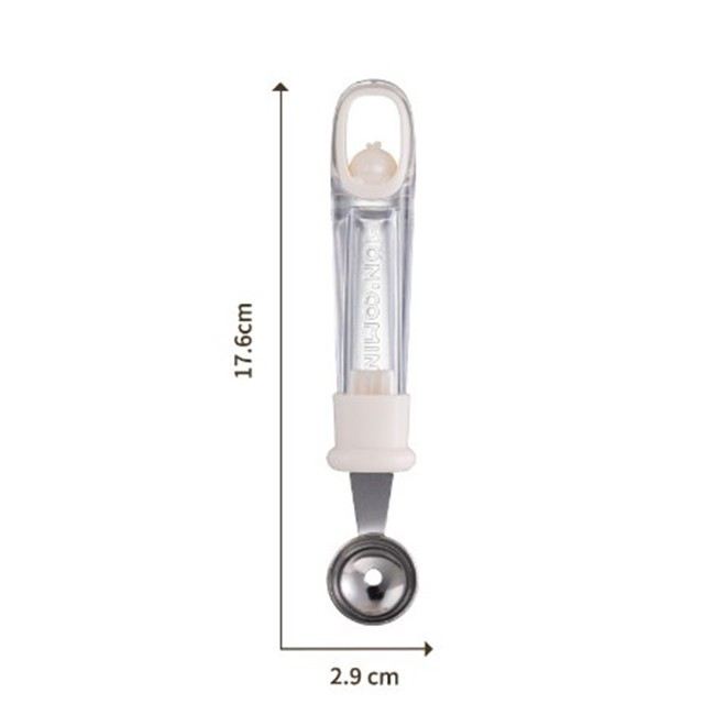 Lingura pentru Bile de Fructe, Scobitor Fructe, Ustensila Multifunctionala pentru Fructe, Accesoriu de Bucatarie, Lingura Antialunecare pentru Salata de Fructe, 17.6 x 2.9 cm, Bej [2]