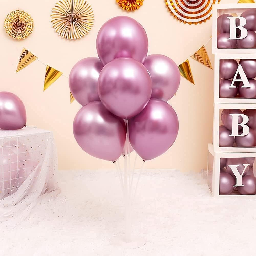 Set 10 Baloane din Latex Chrome, Model Party, 23 cm, Mov, 2.2 g [6]