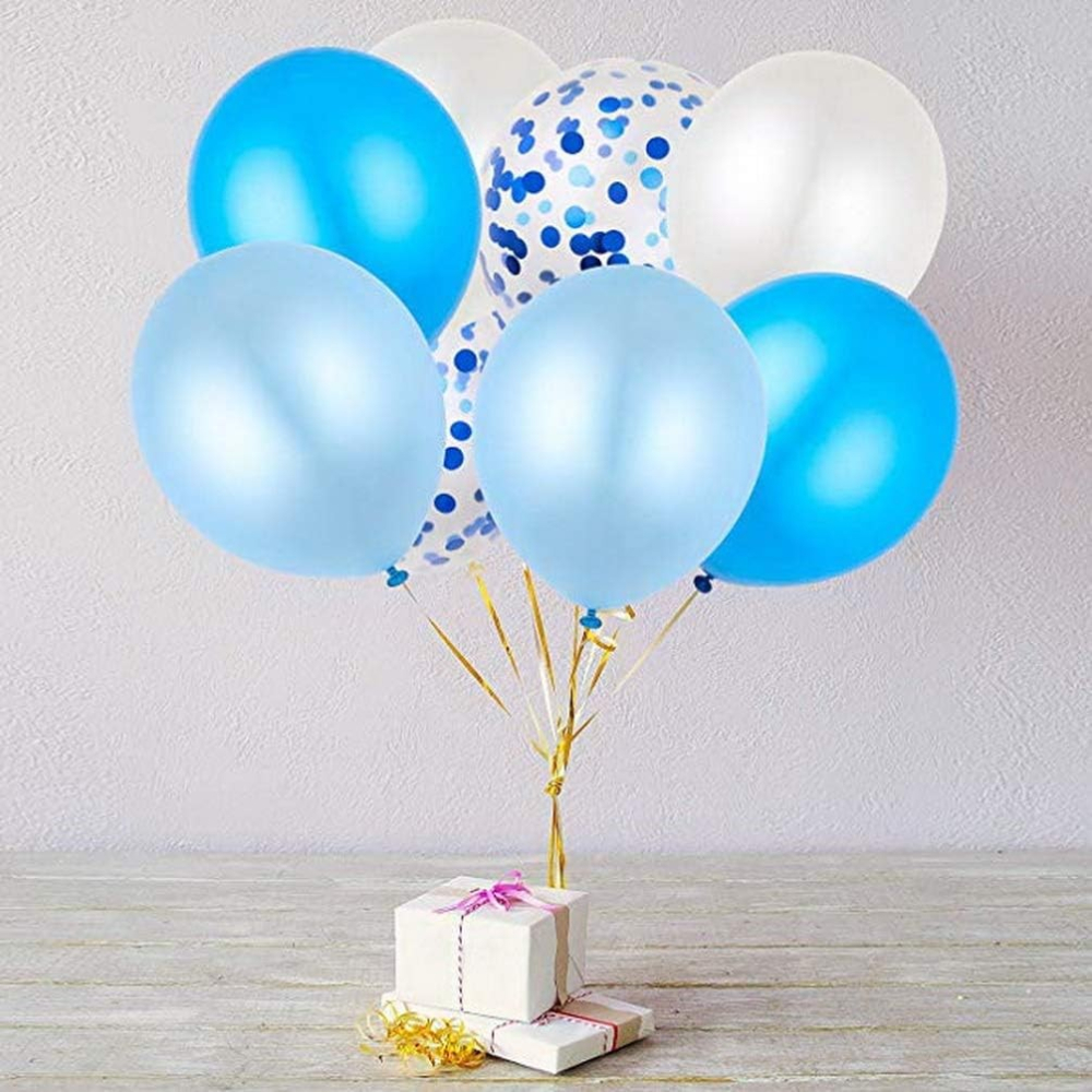 Set 10 Baloane din Latex, Model Party Confetti, 5 x Confetti, 5 x Albastru, 25 cm, 2.2g [5]