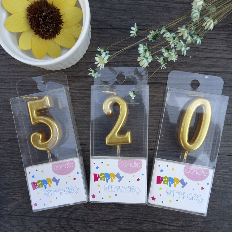 Lumanare de Tort, Model Cifra 2, Party, 4.5 x 2.5 cm, din Parafina, Auriu [6]