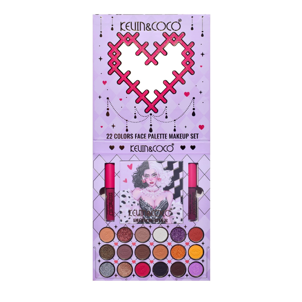 Set 4 Produse de Machiaj, KEVIN &amp;amp; COCO, Black-White Witch, 22 culori, 19.7 x 21.2 x 2.5 cm [8]