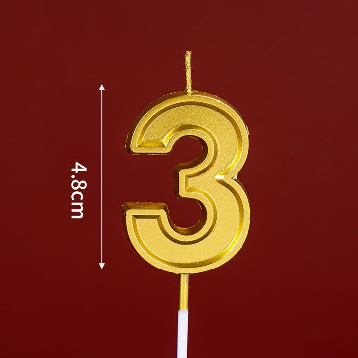 Lumanare pentru Tort Cifra 3, 4.8 cm, Aniversare, Aurie [2]