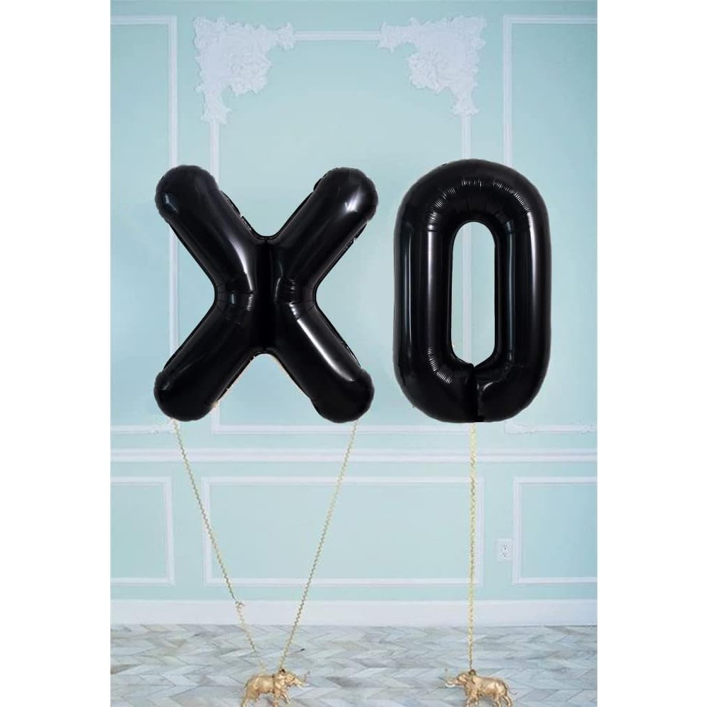 Balon Folie Metalizata Litera O, 40 cm, Umflati cu Heliu sau Aer, Ambalaj Individual, Pai inclus, Negru [4]