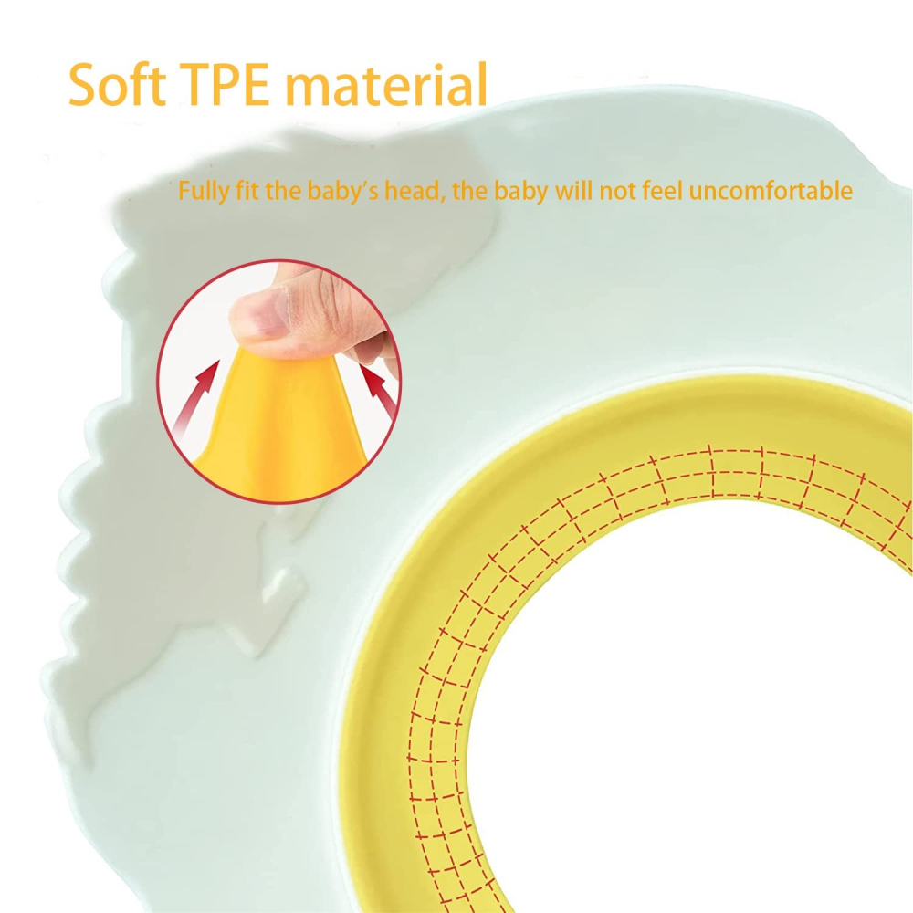 Viziera de Protectie Baie Pentru Copii, Fippy, Model Hipopotam, Dimensiune ajustabila, Durabil, Usor de curatat, Impotriva Samponului, pentru Ochi si Urechi, TPE+PP, 22x21 cm, Galben [2]